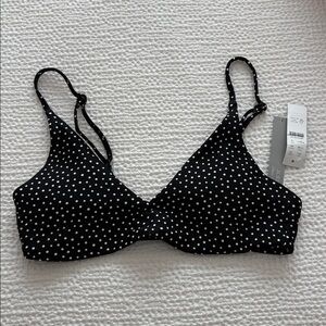 NWT J. Crew Lana Bikini Top Classic Sculpt Black Ivory Polka Dot